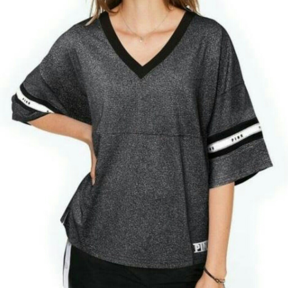 Pink Victoria secret Black glitter jersey